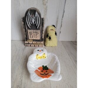 Halloween set tombstone mummy spider dish trinket unique home decor